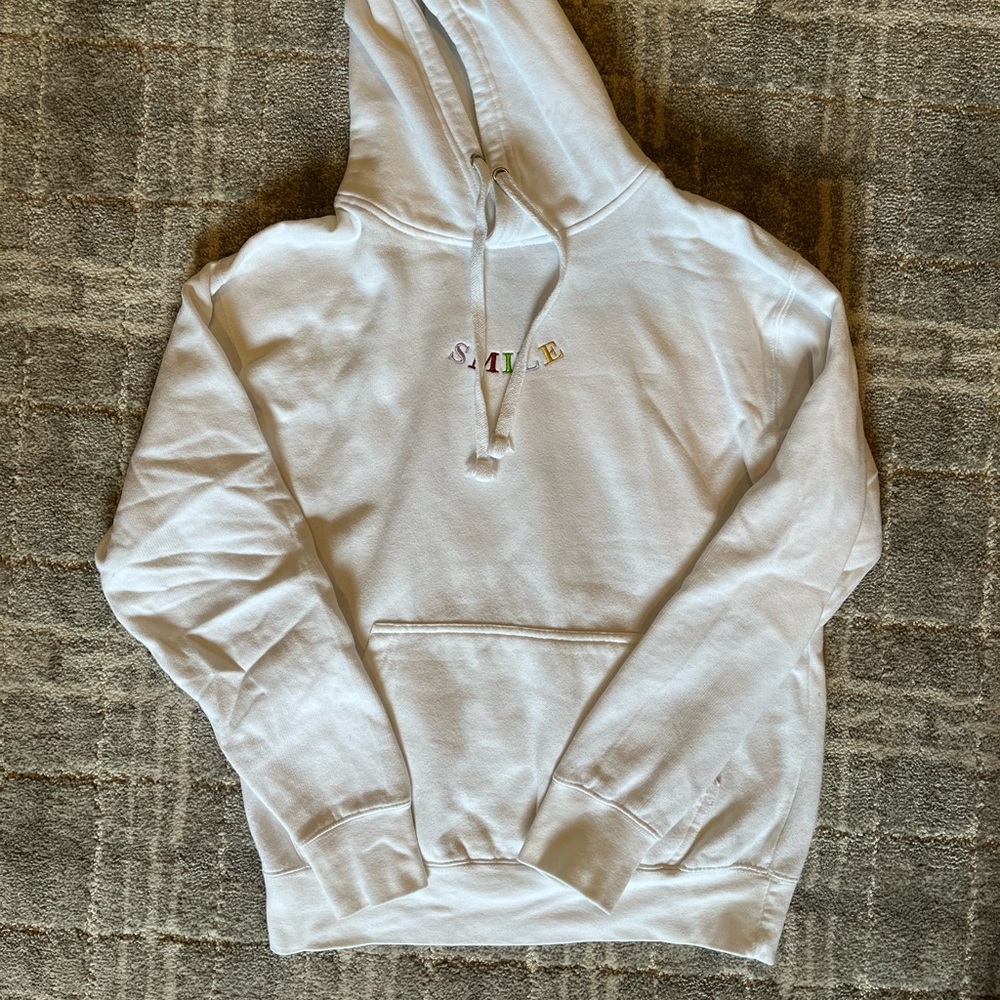 White embroidered hoodie